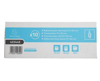 Exacompta Ref: 40344E - 57 x 50mm, 55gsm Thermal Paper Receipt Till Rolls, For PDQ Credit Card Machines, Cash Registers, Card Readers, EPOS, POS Payment Terminals, BPA Free, 28m, White, Pack of 10 - White