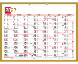 Calendrier Tricolore Neutre 43 x 33,5 cm Semestriel 2027