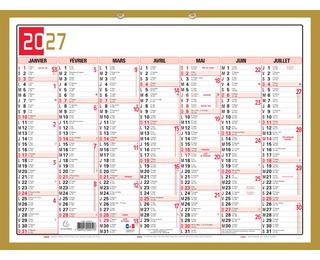 Calendrier Tricolore Neutre 43 x 33,5 cm Semestriel 2027 