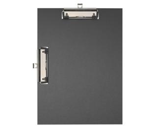 Porte-bloc double clip papier enduit - Format 23x32cm pour A4 - Noir