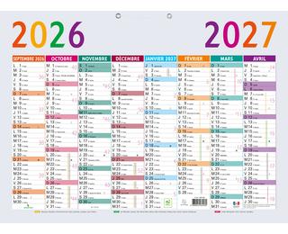 Calendrier Multicolore 55 x 40,5 cm Septembre 2026 à Décembre 2027 