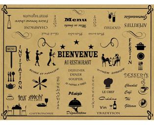 500 Sets de table papier30x40"Bienvenue"