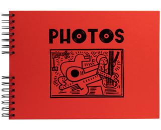Fotoalbum mit Spiralbindung, 50 schwarze Seiten, Musicart - Rot