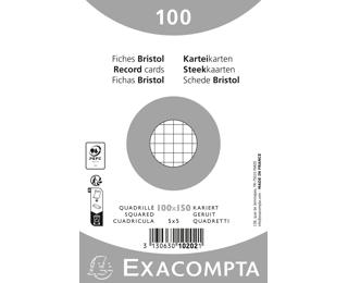 Paquet 100 fiches sous film - bristol quadrillé 5x5 non perforé - 100x150mm 