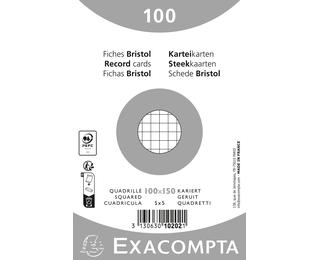 Paquet 100 fiches sous film - bristol quadrillé 5x5 non perforé - 100x150mm 