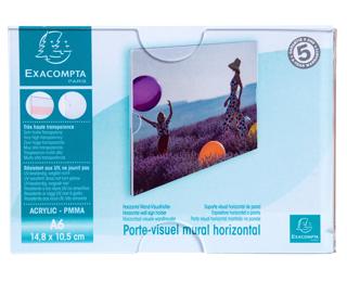 Porte visuel mural horizontal A6 - Cristal