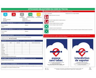Affichages obligatoires du code du travail 60x40 cm - Blanc