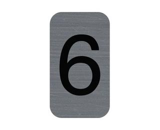 Hinweisschild selbstklebend, Aluminiumoptik, Ziffer 6 - 2,5x4 ,4 cm