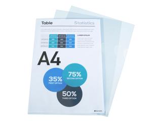 Sachet de 10 pochettes coin polypropylène grainé 12/100e - A4 - Cristal