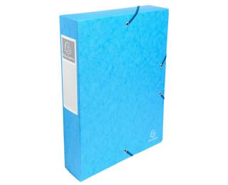 Archivbox aus Colorspan-Karton 600g, Rückenbreite 25mm, Gummizuverschluss, Rückenetikett, 25x33cm für DIN A4 - Türkis