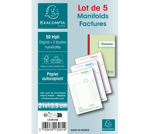 Exacopta - Réf. 13279SE - Lot De 5 Anifolds FACTURES - Sous Fil - 50