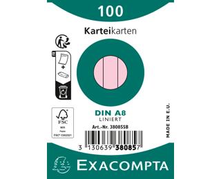 Pk100 Exa Rec Card 5.5x7.4cm Line Yellow - Pink