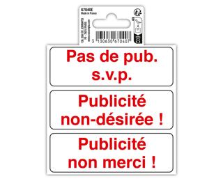 Panneau PVC adhésif antidérapant Publicité interdite 10 cm - Rouge