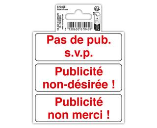 Panneau PP adhésif antidérapant Publicité interdite 10 cm - Rouge