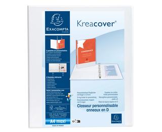 Classeur personnalisable rigide 2 poches KreaCover - 4 anneaux en D 40mm - A4 maxi 