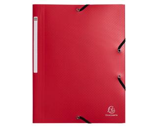 Sammelmappe A4 mit Gummizugverschluss und 3 Klappen, Recycling-PP, Kollektion Opak - Rot