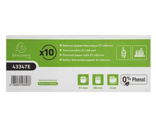 Bobine pour tickets de caisse et carte bancaire 57x60mm - 44m - 1 pli thermique 55g/m2 sans Phenol. - Blanc