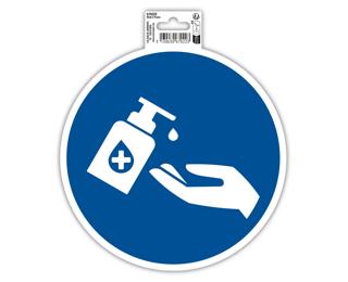 Hinweisschild, Hände desinfizieren, PVC, selbstklebend und rutschfest, 20 cm