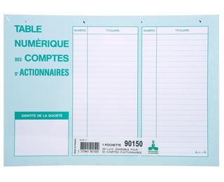 Pochette 297X210 Ensemble compte d'actionnaires 50 feuillets 