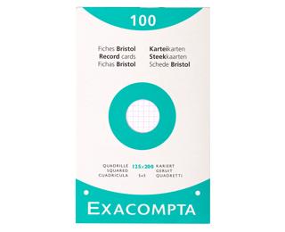 Étui de 100 fiches - bristol blanc quadrillé 5x5 perforé 125x200mm 