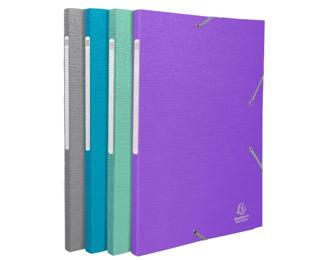 Sammelmappe A4 mit Gummizug und Klappen, Maxi Capacity, beschichteter Karton, Teksto - Farben sortiert