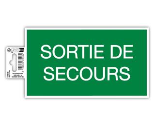 Panneau PVC adhésif antidérapant Issue de Secours 20x11 cm - Vert