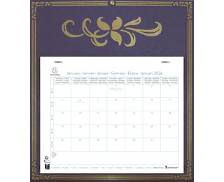 Calendrier mensuel EasyCal Skytos avec feuillets détachables 24 x 18 cm sur support plaque imprimée 27,5 x 30,5 cm 2026 - Couleurs assorties