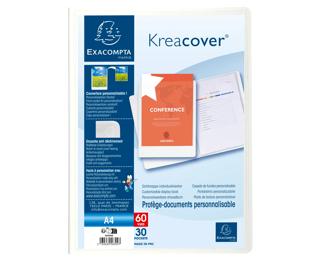 Sichtmappe aus festem PP 800µ mit 30 Hüllen Kreacover, für Format DIN A4 - Weiß