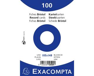 Paquet 100 fiches sous film - bristol uni non perforé - 105x148mm 
