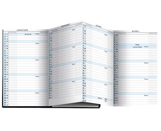 Recharge Agenda de poche Exaplan 16 accordéon 9 x 16 cm Planning mensuel Janvier à Décembre 2027