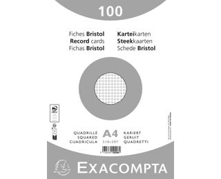 Paquet 100 fiches sous film - bristol quadrillé 5x5 non perforé 210x297mm - Blanc