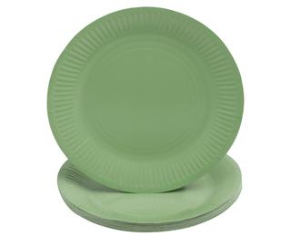 20 round cardboard plates, Ø 23 cm - Olive Green