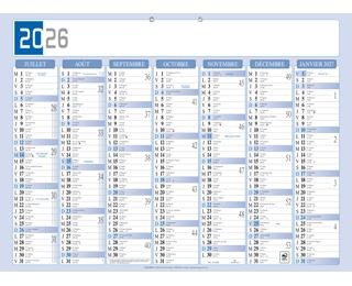 Calendrier Bicolore 53 x 40,5 cm Semestriel 2026 - Gris/Bleu