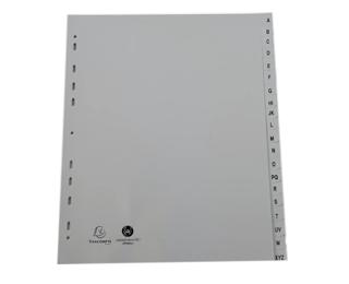 Intercalaires imprimés alphabétiques PP recyclé gris - AZ 20 positions - A4 Maxi - Gris