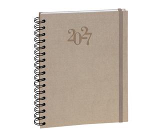 Agenda de bureau Journée planifiée 22S spiralé Carte Napura 18,5 x 22,5 cm Journalier Janvier à Décembre 2027 - Lin