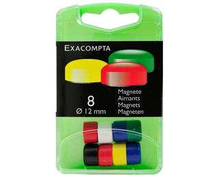Boîte de 8 aimants F12 - 12mm de diamètre - Couleurs assorties