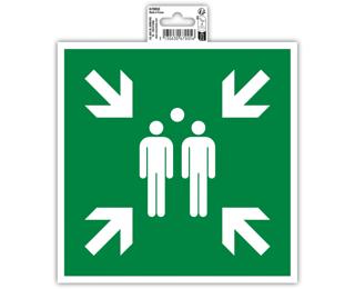 Panneau PVC adhésif Point de rassemblement 20x20 cm - Vert