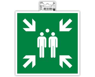 Panneau PP adhésif Point de rassemblement 20x20 cm - Vert