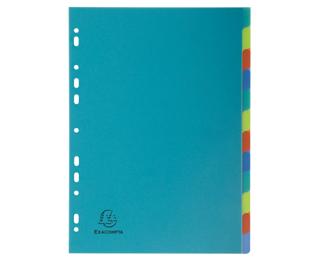 Register aus Recycling PP 300µ mit 12 Positionen Forever, für Format DIN A4 - Farben sortiert