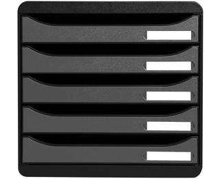 Módulo BIG-BOX PLUS con 5 cajones para documentos A4+, ultra-rígido y con stop de seguridad - 347x278x271 mm - Metallic - Plata