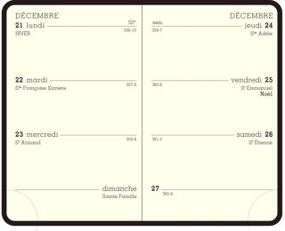 Recharge agenda de poche Mini 11 - Semaine 7,5 x 11,5 Janvier à Décembre 2027 - Tranche or