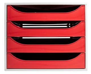 Módulo archivador Ecobox Office 4 cajones - Rojo