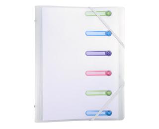 Cartella 3 lembi Chromaline polipropilene, elastici di chiusura, 6 scomparti - A4 - Incolore