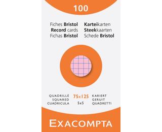 Pk 100 Exa Record Cards 75/125 Sq Ast - Assorted colours