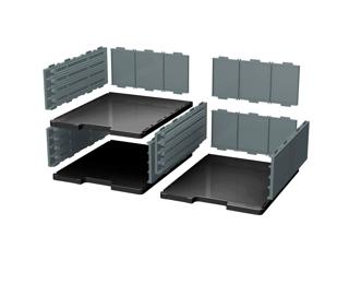 MODULODOC set elemento de base, 2 alturas + formato A4+ resistencia 5kg ( casillas jumbo ) - ECOBlack - Gris oscuro