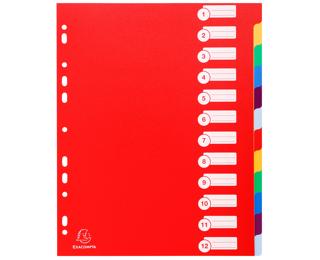 Intercalaires polypropylène opaque semi rigide 12 positions - A4 maxi 