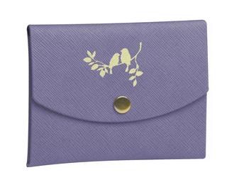Pochette Nymphéa oiseaux Elise 11 x 8,5 cm - Violet
