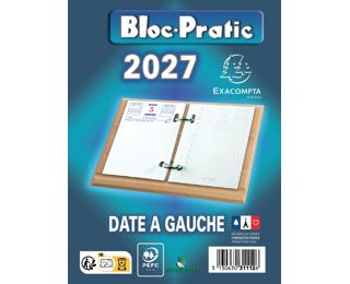 Bloc-pratic date à gauche 8,2 x 12 cm - 2027 - Bleu