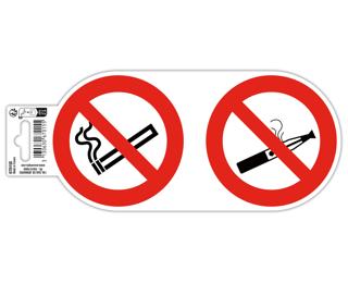 Panneau PVC adhésif antidérapant Interdit de vapoter et de fumer 10 cm - Rouge