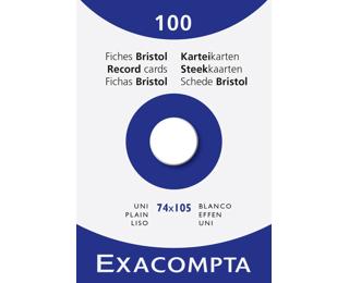 Étui de 100 fiches - bristol uni non perforé 74x105mm - Blanc